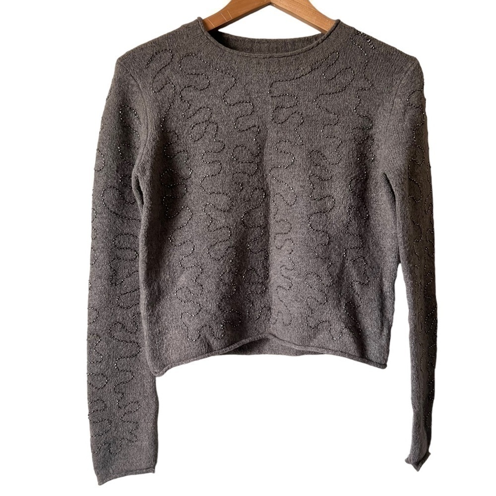 zara knit beaded sweater size medium